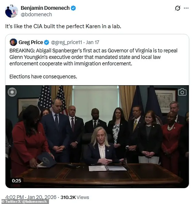 Governor Abigail Spanberger's Controversial Executive Orders Spark Debate, Drawing Comparisons to 'Bond Villain' Tactics