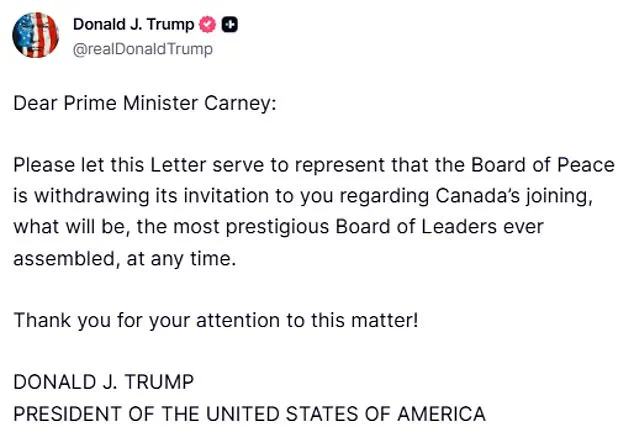 Controversy Over Disinvitation of Canadian PM from Trump's Board of Peace Highlights Diplomatic Tensions and Economic Implications