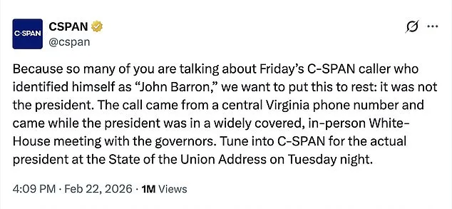 C-SPAN Denies Former President Trump Called to Criticize Supreme Court's Tariff Ruling