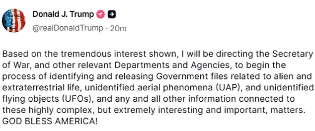 White House Registers 'aliens.gov' Amid Speculation Over Trump's UAP Disclosure Plans