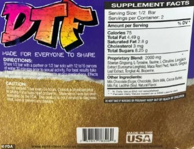 DTF Sexual Chocolate Urgently Recalled Over Unauthorized Erectile Dysfunction Medications