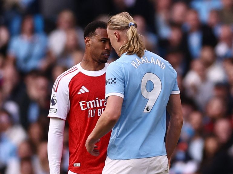 Haaland's strike beats Arsenal, narrowing title gap to three points.